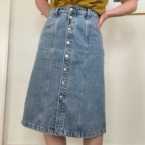 Old Navy Light Blue Button-Front Midi Denim Skirt
